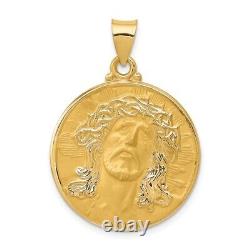 14K Yellow Gold Head Of Christ Medal Round Pendant