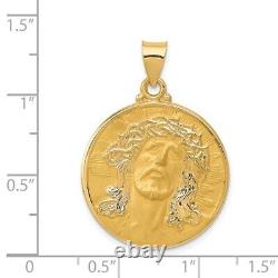 14K Yellow Gold Head of Christ Medal Hollow Round Pendant 2.14g
