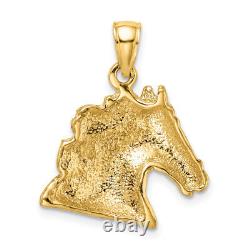 14K Yellow Gold Horse Head Necklace Charm Pendant