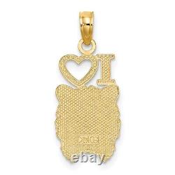 14K Yellow Gold I HEART Tiger Head Charm Pendant for Womens Jewelry