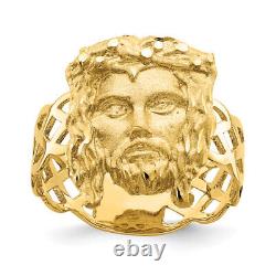14K Yellow Gold Jesus Head Ring