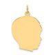 14K Yellow Gold Large Facing Right Engravable Boy Head Charm Pendant L-1.19 Inch