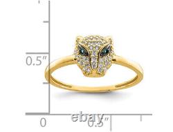 14K Yellow Gold Lioness Head with Green and Simulated Cubic Zirconia