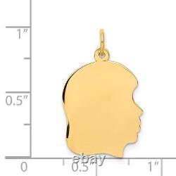 14K Yellow Gold Plain Facing Right Girl Head Charm X113/09