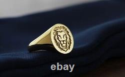 14K Yellow Gold Plated Without Stone Engagement Gift For Men's Ring Lion Head