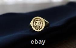 14K Yellow Gold Plated Without Stone Engagement Gift For Men's Ring Lion Head