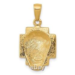 14K Yellow Gold Polished 2-D Small Jesus Head with Crown Pendant