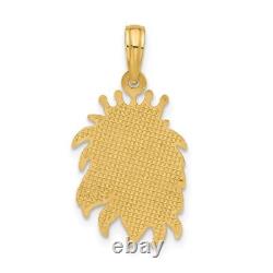 14K Yellow Gold Polished Lion Head with Crown Pendant for Womens 2.08g