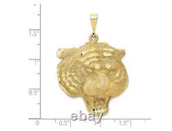 14K Yellow Gold Polished Tigers Head Pendant with Chain