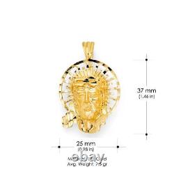 14K Yellow Gold Religious Jesus Christ Head Charm Pendant For Necklace Chain