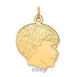 14K Yellow Gold Solid Polished Boys Head Charm