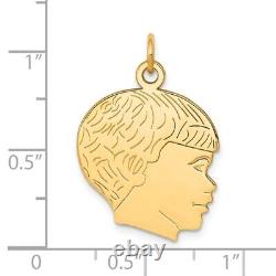 14K Yellow Gold Solid Polished Boys Head Charm