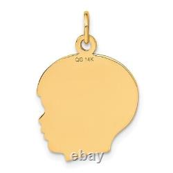 14K Yellow Gold Solid Polished Boys Head Charm Pendant for Womens 2.38g