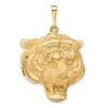14K Yellow Gold Tigers Head Necklace Charm Pendant