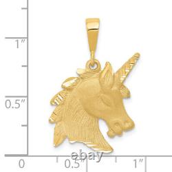 14K Yellow Gold Unicorn Head Necklace Charm Pendant