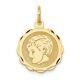 14k 14kt Yellow Gold Boy Head on. 013 Gauge Engravable Scalloped Disc Charm