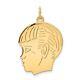 14k Yellow Gold. 018 Depth Engravable Boy Head Charm Pendant L-1.19 Inch