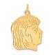 14k Yellow Gold. 018 Depth Engravable Girl Head Charm Pendant L-1.19 Inch