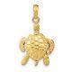 14k Yellow Gold 3-D Sea Turtle with Moveable Head and Legs Charm Pendant 4.38g