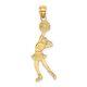 14k Yellow Gold Cheerleader with Hand on Head Charm Pendant 0.76g L-26.7mm W-9mm