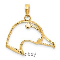 14k Yellow Gold Cut-Out Duck Head Charm Pendant For Women 1.04g