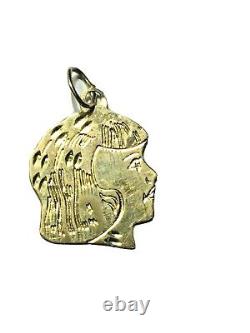 14k Yellow Gold Girl Head Engravable Charm