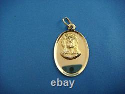 14k Yellow Gold Head Of Christ Medal 3.4 Grams, 27.4 MM Long Without Bail