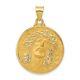 14k Yellow Gold Head Of Christ Medal Round Necklace Pendant Charm Religious