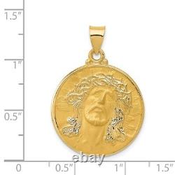 14k Yellow Gold Head of Christ Medal Hollow Charm Pendant 1.34 Inch