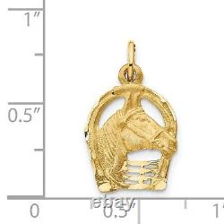 14k Yellow Gold Horse Head In Horseshoe Charm Pendant
