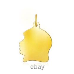14k Yellow Gold Large 1 Girl Head Engraveable Charm Fine Jewelry