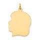 14k Yellow Gold Large Facing Left Engravable Girl Head Charm Pendant L-1.19 Inch