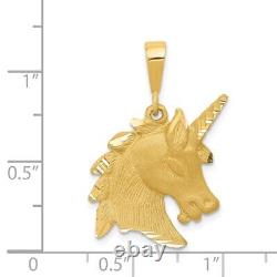 14k Yellow Gold Large Satin Unicorn Head Pendant