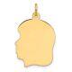 14k Yellow Gold Plain Facing Left Engravable Girl Head Charm Pendant L-1.04 Inch