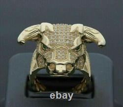 14k Yellow Gold Plated 2.5Ct Round Lab Created Diamond Bull Head Band Men's Ring