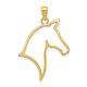 14k Yellow Gold Polished Cut Out Horse Head Pendant for Women 1.49g