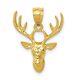14k Yellow Gold Polished Deer Head Charm Pendant 0.91