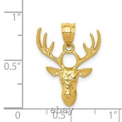 14k Yellow Gold Polished Deer Head Charm Pendant 0.91