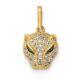 14k Yellow Gold Polished Green & White Cubic Zirconia Lioness Head Pendant