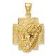 14k Yellow Gold Polished Large Jesus Head With Crown Charm Pendant
