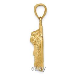 14k Yellow Gold Polished Large Jesus Head With Crown Charm Pendant