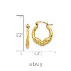 14k Yellow Gold Ram Head Round Hoop Earrings 0.71 Inch