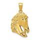 14k Yellow Gold Solid Open-Backed Horse Head Pendant 2.78g, L-27mm, W-15mm