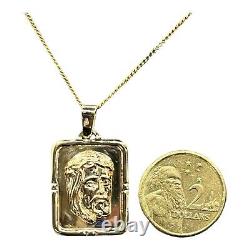18ct 18k Yellow Gold Jesus Head Face Oblong Shaped Pendant 2.90 Grams. Brand New
