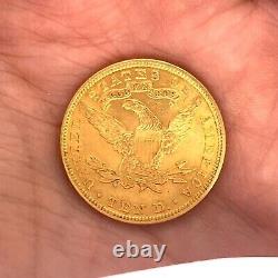 1907 Liberty Head Ten Dollar Eagle Shape Pendant 14k Yellow Gold Finish F/ Stud