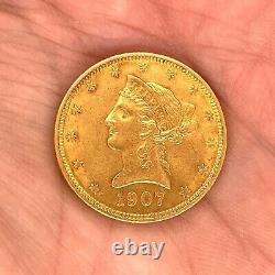 1907 Liberty Head Ten Dollar Eagle Shape Pendant 14k Yellow Gold Finish F/ Stud