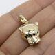 1 1/4 Shiny Panther Head with Green Eyes Pendant Solid Real 14K Yellow Gold