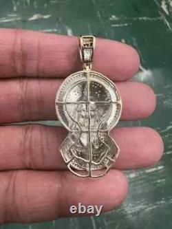 1.80Ct Round Cut Moissanite Jesus Head Face Pendant In 14K Yellow Gold Plated