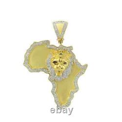 2CT Round Cut Moissanite Lion Head Cluster Pendant in 14K Yellow Gold Plated