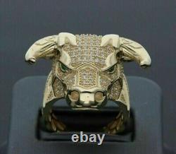 2Ct Round Lab Created Diamond Bull Head Hop Band Men Ring 14k Yellow Gold Plated